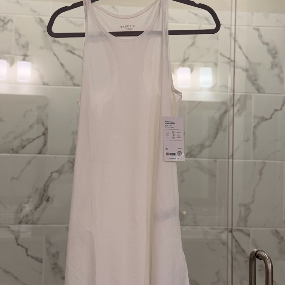 Athleta White Racerback Tank Dress with Scoop Neck